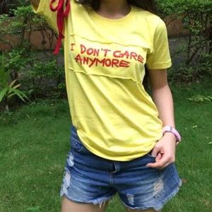 Yellow Top 'i Don't Care Anymore' Quote