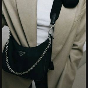 PRADA INSPIRED BLACK POCHETTE WITH  POUCH & 2BE