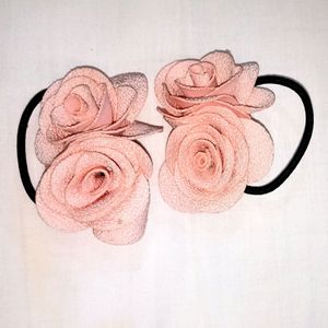 Pink Rose Elastic Rubber Band Hairband