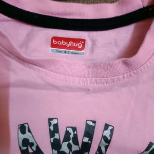 Combo Of Baby hug Pink Tops For 4-5 Years Old