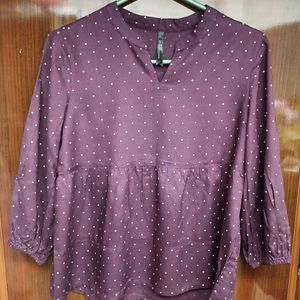 Burgundy Polka Dots Top