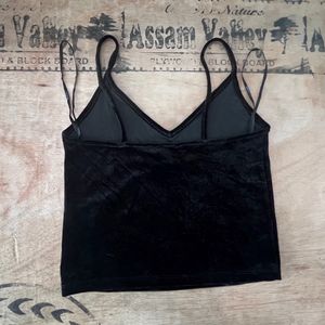 Forever 21 Black Velvet CropCami Top