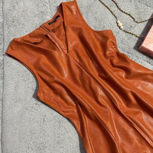 Brown Leather Dress (Bust: 34-36)