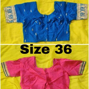 Blue & pink Festive Readymade Blouse  combo Of 2