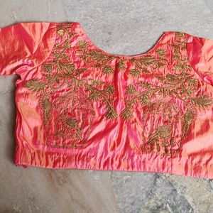 Radium Pink Blouse With Embroidery Work