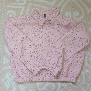 Baby Pink Black Dot Full Sleeve Top