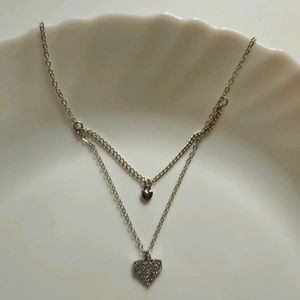 New Studded Double Layered Korean Heart Necklace