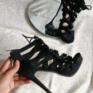 Black Criss Cross High Heels