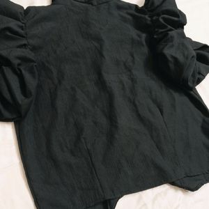 Balloon Sleeves Black Shirt