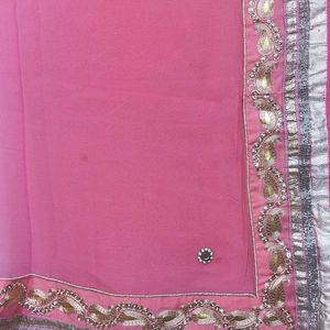 Pink Peach Saree With Heavy Border