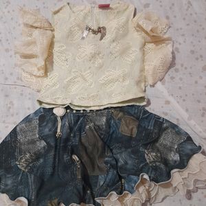 Mini Skirt With Crop Tops For 2-3years