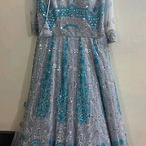 New Pretty Blue Grey Gown For Functions