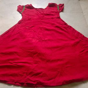 Red Anarkali Cotton Kurti