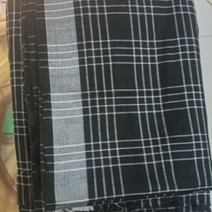 Black Cotton  Check Saree