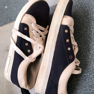 Navy Blue And White Shoes