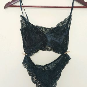 Black Net Bra And Panty