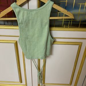 Pista Green Tie Racer Back Crop Top