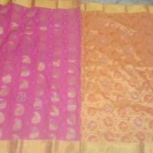 Art Silk Saree With Stoned Stitched Blouse