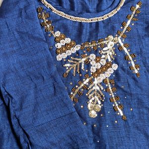 Beads Work Blue Kurta