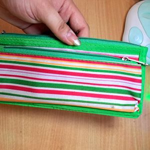 Multicolored Triple Zipper Pouch 💚