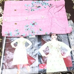 Kurti pink 1 piece attractive embroidery fancy