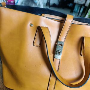 Mustard Brown Tote Bag By Giordano