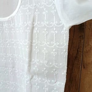 White Chikankari Stitched Kurta