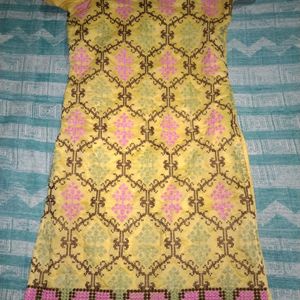 Yellow Kurti And Pant Set