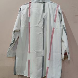 White shirt with Pink & Grey strips