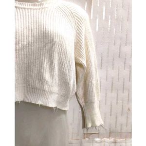 White Crop Sweater for Women's