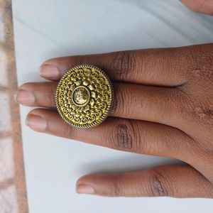 Golden Oxidised Ledies Ring