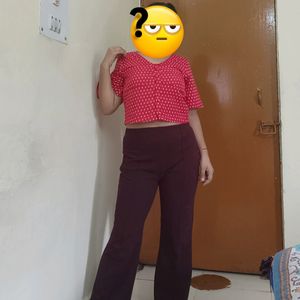 High Waisted Maroon Trouser