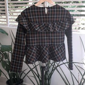 ZARA window pane peplum blouse