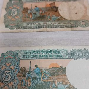 3 Old  Currency Five Rupee Notes