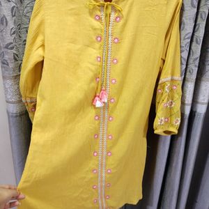 Mustard Embroidery Kurta