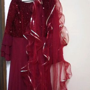 Velvet And Sippi Work Yoke Gown