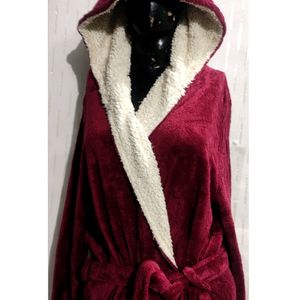 Soft Maroon Hoodie Bathrobe For women's