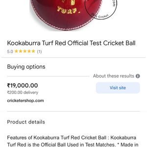 Kookaburra Turf Red Official Test Cricket Ball🎾