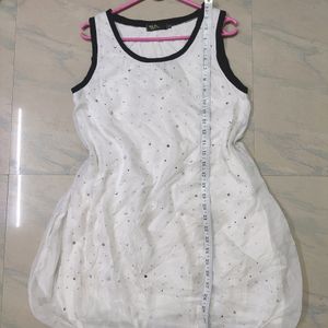 White Dress With Beads Can Be Used As Long Top