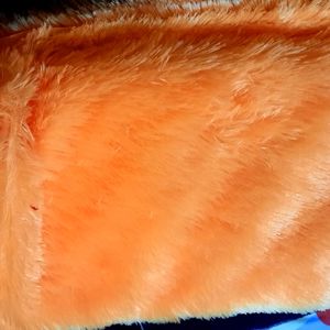 Soft Faux Fur Orange Stole For Women Standard Size