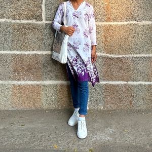 White And Lavender Kurta