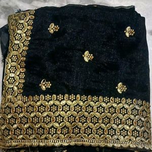 Heavy Embroided Black And Gold Partywear saree✨🌸