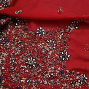 Red Bridal Zardozi Saree