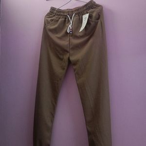 Khaki Textured Joggers with Drawstring Waist