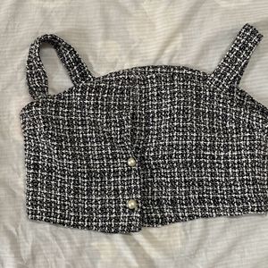 Korean Tweed Crop Top