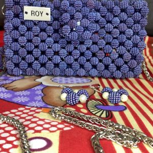 Purple Beads Hand Bag