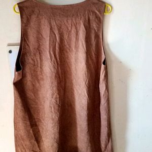 ABrown Suede Dress Or Long Top With Detailing