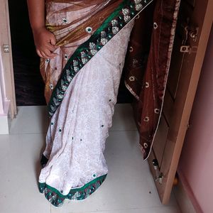 New White Saree With Blouse