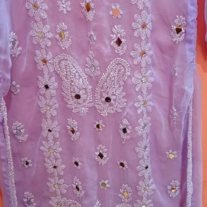 Chikankari Kurti With Mirror Work