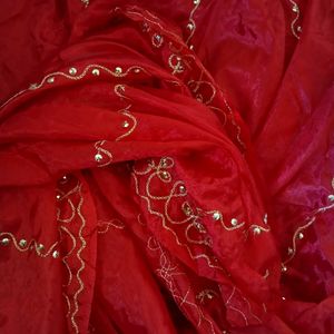 Red Embroidered Chunnari Dupatta Festive